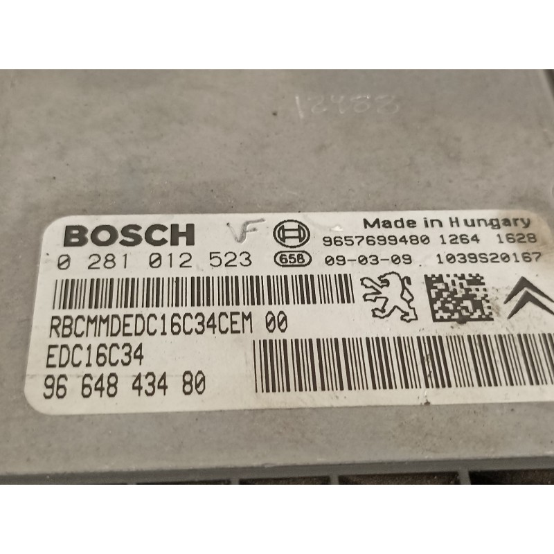 Recambio de centralita motor uce para citroën c3 pluriel 1.4 hdi referencia OEM IAM 9664843480 281012523 