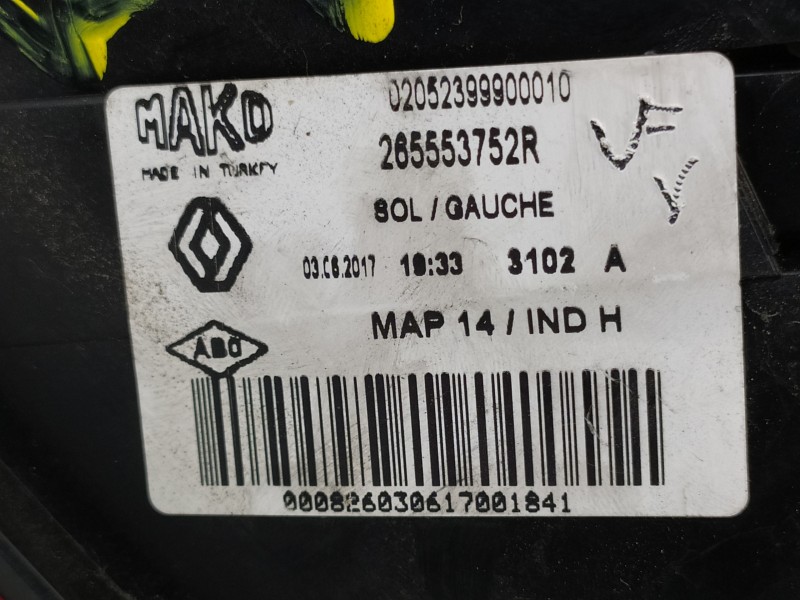 Recambio de piloto trasero izquierdo para renault clio iv life referencia OEM IAM 265553752R  
