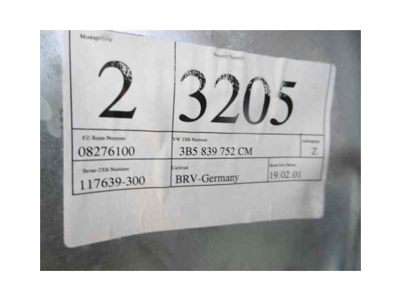 Recambio de elevalunas trasero derecho para volkswagen passat berlina (3b3) advance referencia OEM IAM 3B5839752CM 3B5839756C 