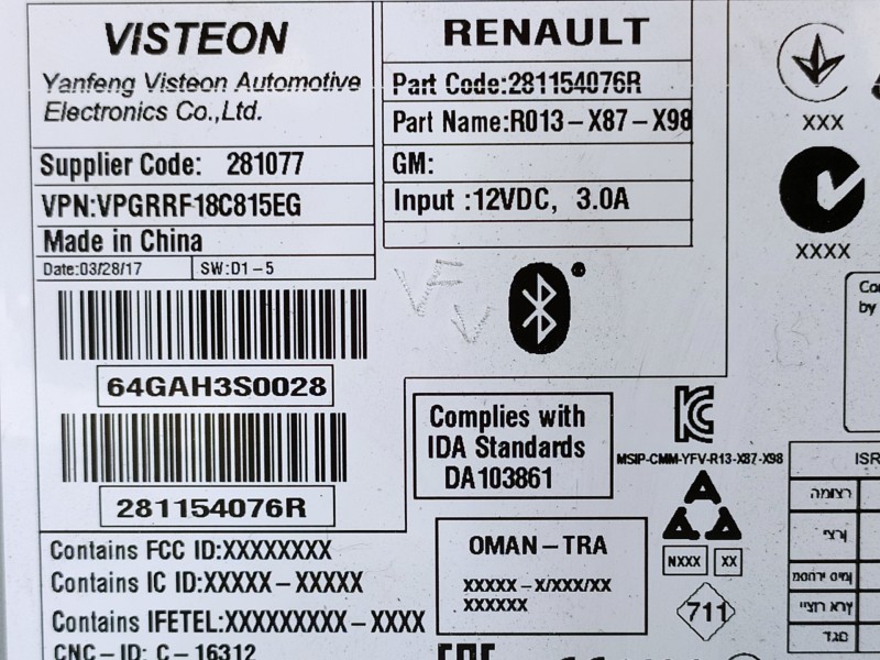 Recambio de sistema audio / radio cd para renault clio iv life referencia OEM IAM 281154076R  