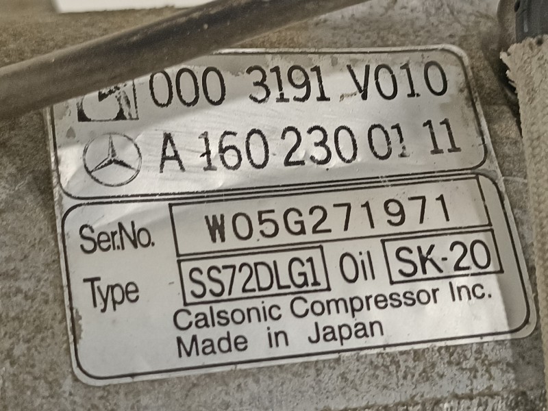 Recambio de compresor aire acondicionado para smart cabrio 0.7 turbo cat referencia OEM IAM A1602300111  