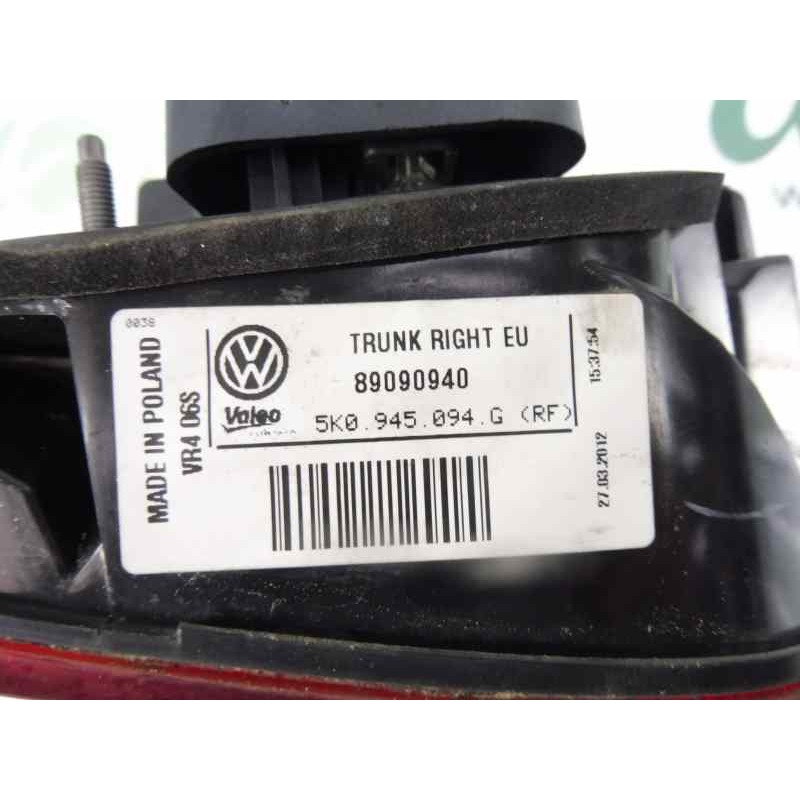 Recambio de piloto trasero derecho en porton para volkswagen golf vi (5k1) advance bluemotion referencia OEM IAM 5K0945094G  