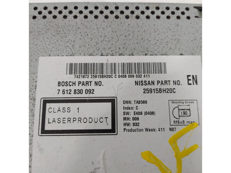 Recambio de sistema navegacion gps para nissan qashqai (j10) tekna premium referencia OEM IAM 25915BH20C 7612830092 