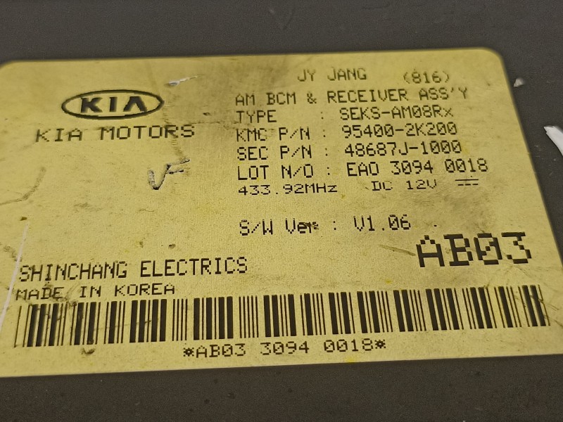 Recambio de modulo electronico para kia soul burner referencia OEM IAM 954002K200  