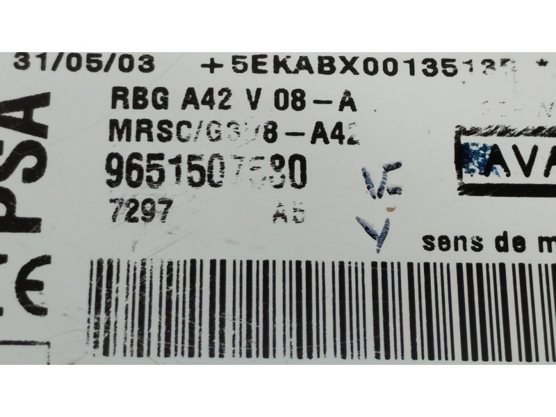 Recambio de kit airbag para citroën c3 pluriel 1.6 16v sensodrive referencia OEM IAM 9651507580 96379999ZQ 96380009ZE