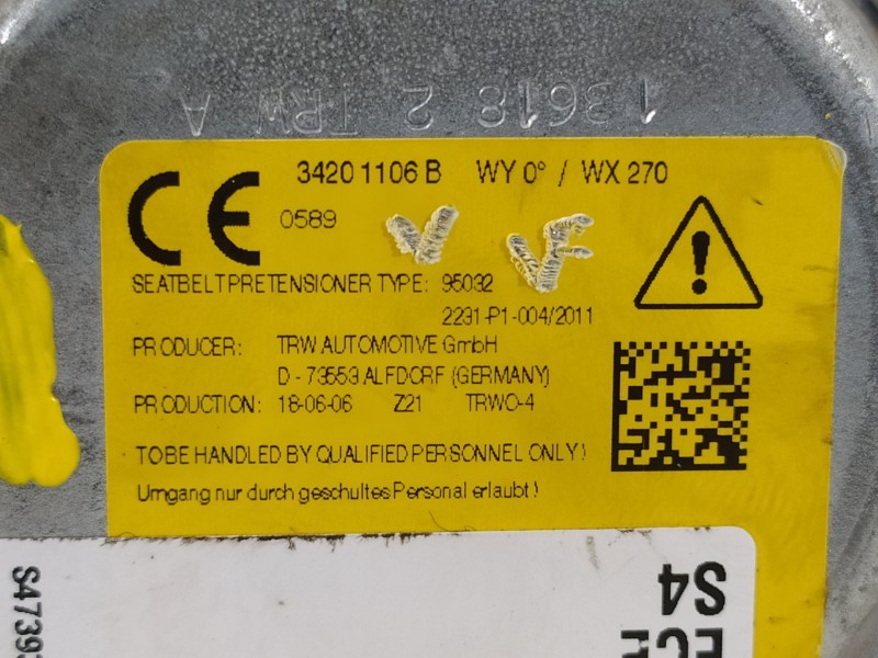 Recambio de cinturon seguridad trasero derecho para mini countryman (f60) cooper s e all4 referencia OEM IAM 34201106B 34197180B
