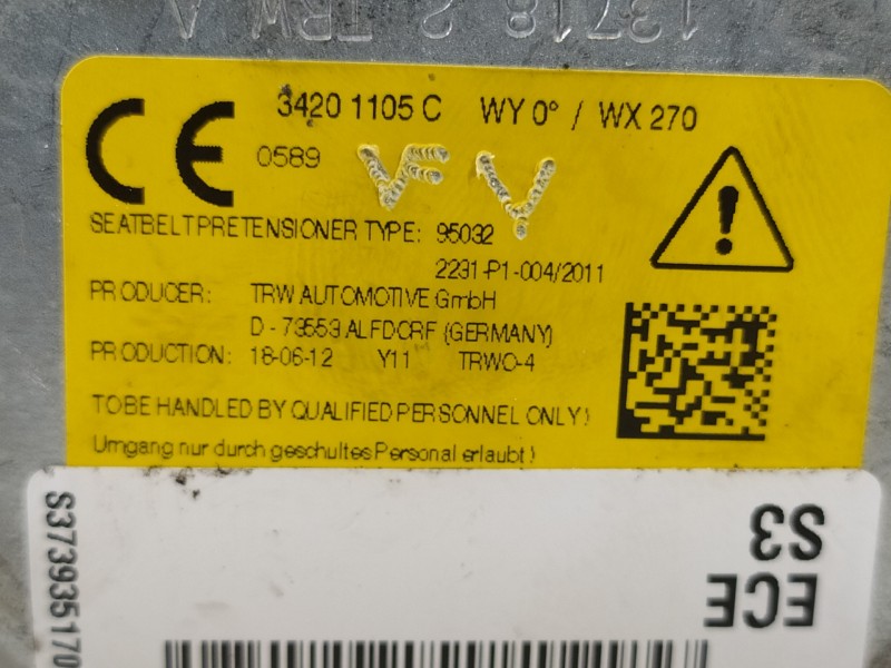 Recambio de cinturon seguridad trasero izquierdo para mini countryman (f60) cooper s e all4 referencia OEM IAM 34201105C 3419717
