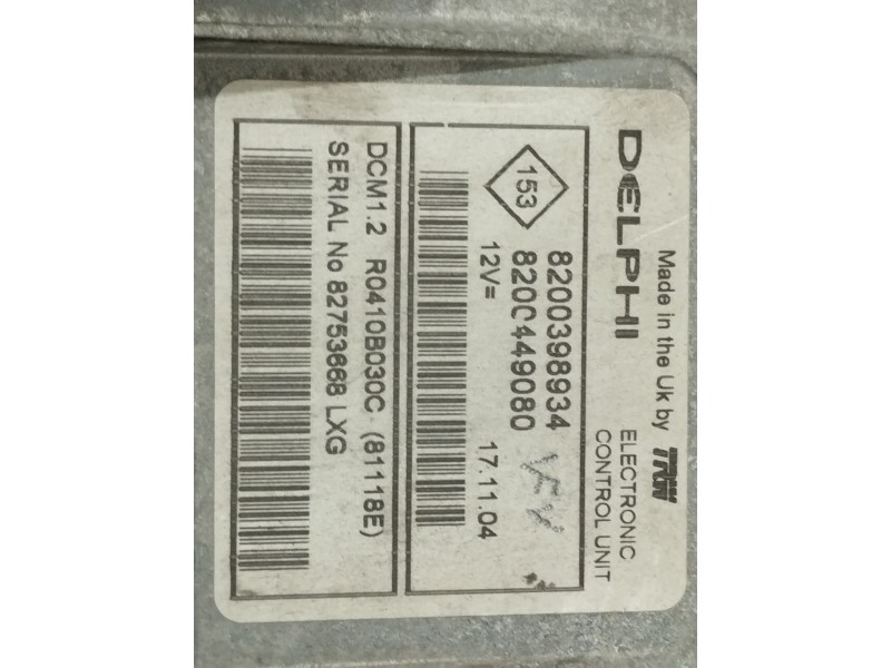 Recambio de centralita motor uce para renault modus confort expression referencia OEM IAM  8200449080 82753668 Recambio de centralita motor uce para renault modus confort expression referencia OEM IAM  8200449080 82753668