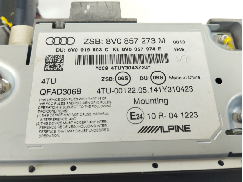 Recambio de pantalla multifuncion para audi a3 (8v) ambiente referencia OEM IAM 8V0857273M 8V0919603C 8V0857974E
