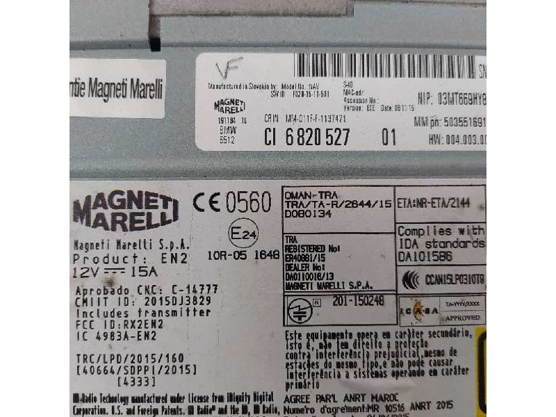 Recambio de sistema navegacion gps para bmw serie x1 (f48) sdrive18d xline referencia OEM IAM 6820527 65126820527 6512CI6820527