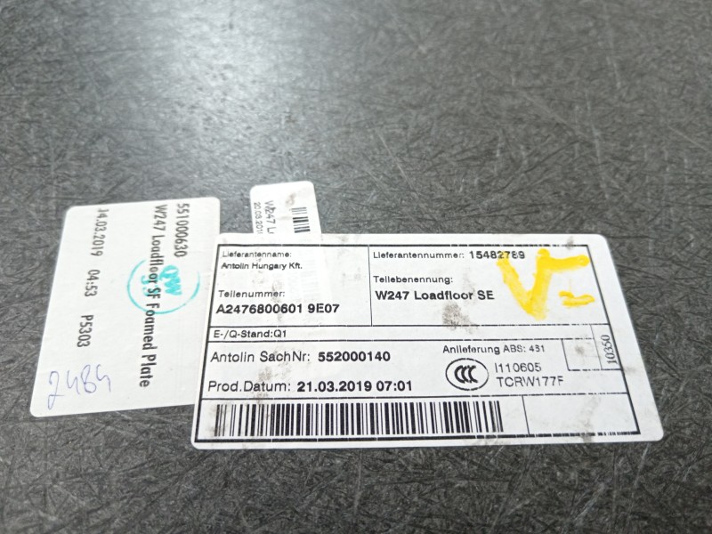 Recambio de bandeja trasera para mercedes-benz clase b (w247) 247 referencia OEM IAM A2476800601  