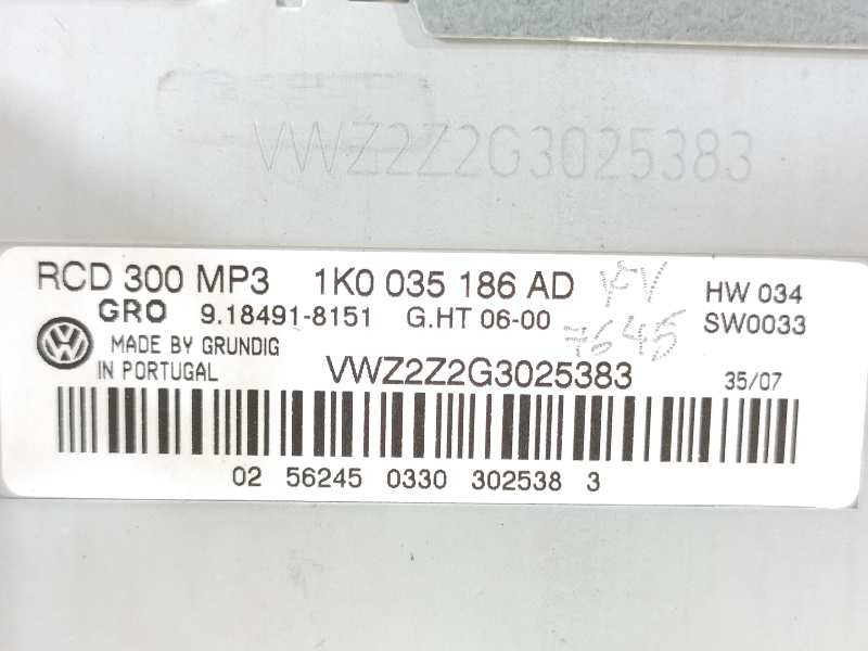 Recambio de sistema audio / radio cd para volkswagen passat berlina (3c2) highline referencia OEM IAM 1K0035186AD  