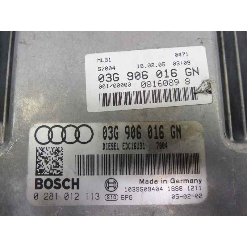 Recambio de centralita motor uce para audi a4 berlina (8e) 2.0 tdi 16v (103kw) referencia OEM IAM 03G906016GN 0281012113 