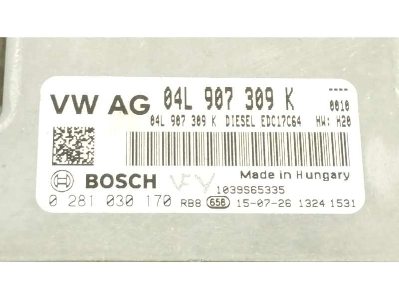 Recambio de centralita motor uce para volkswagen caddy furgón/kombi furgón bluemotion referencia OEM IAM 04L907309K 0281030170 