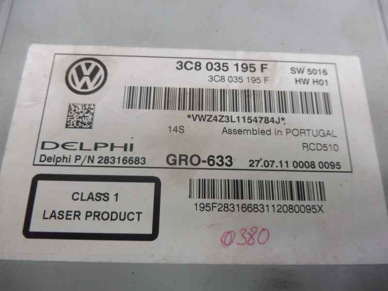Recambio de sistema audio / radio cd para volkswagen scirocco (138) r-line bmt referencia OEM IAM 3C8035159F  