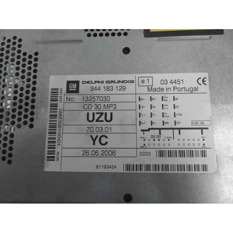 Recambio de sistema audio / radio cd para opel corsa d sport referencia OEM IAM 344183129  