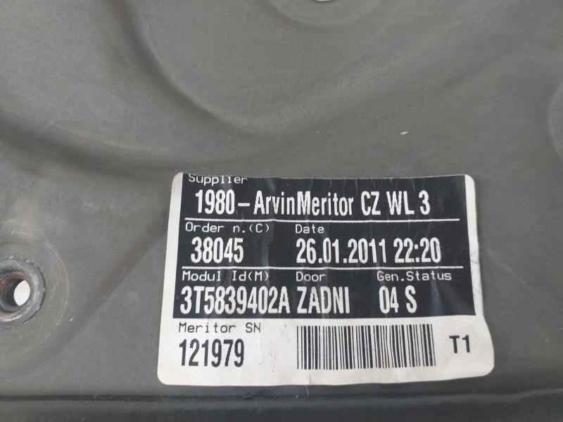 Recambio de elevalunas trasero derecho para skoda superb combi (3t5) exclusive 4x4 referencia OEM IAM 3T5839402A 8K0959812A 