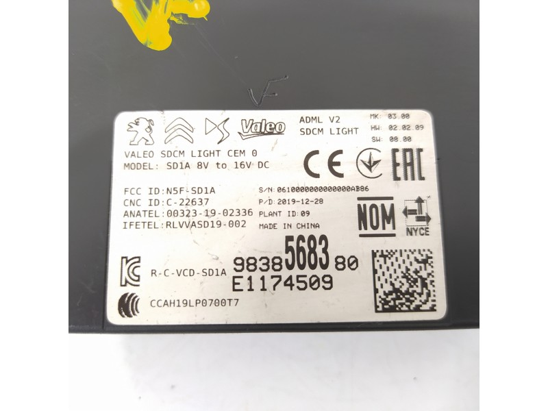 Recambio de modulo electronico para peugeot 208 2020 referencia OEM IAM 9838568380  