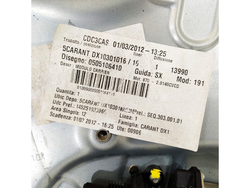 Recambio de elevalunas delantero derecho para alfa romeo giulietta (191) distinctive referencia OEM IAM 0505106410 10301016 