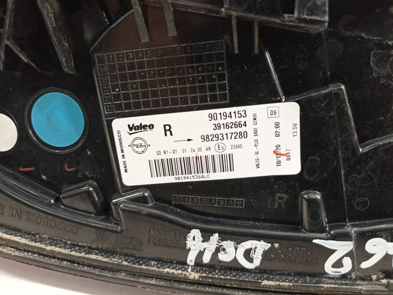 Recambio de piloto trasero derecho para opel corsa f referencia OEM IAM 9829317280  