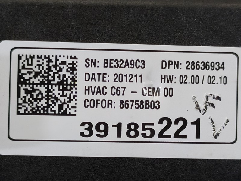 Recambio de mando climatizador para opel corsa f referencia OEM IAM 39185221  