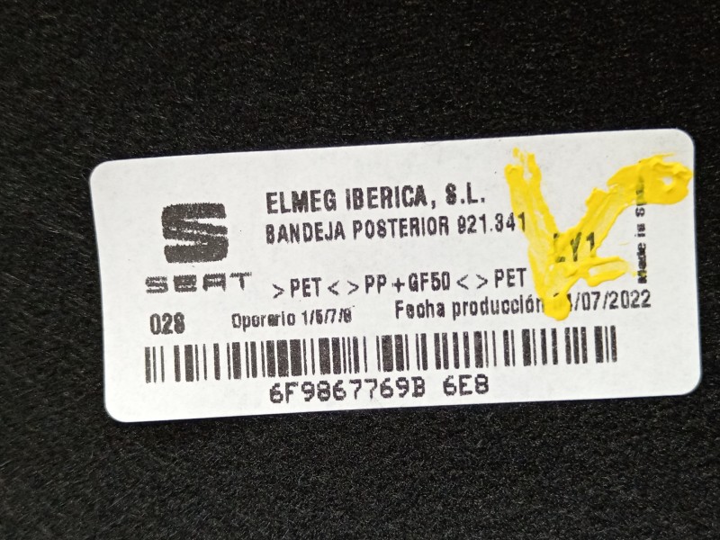 Recambio de bandeja trasera para seat arona xperience referencia OEM IAM 6F9867769B  