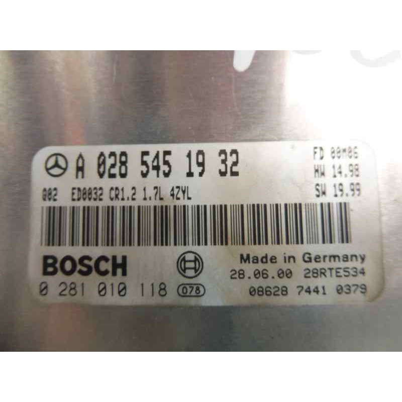 Recambio de centralita motor uce para mercedes-benz clase a (w168) 170 cdi (168.008) referencia OEM IAM A0285451932 0281010118 