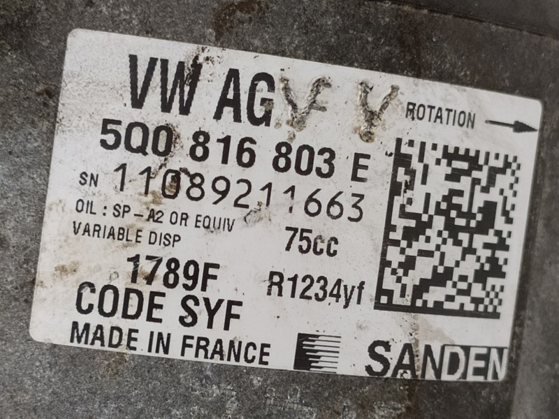 Recambio de compresor aire acondicionado para seat ibiza (6p1) reference plus referencia OEM IAM 5Q0816803E  