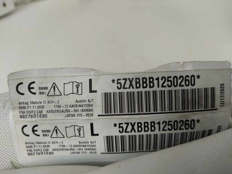 Recambio de airbag cortina delantero izquierdo para opel corsa f referencia OEM IAM 9827991480  