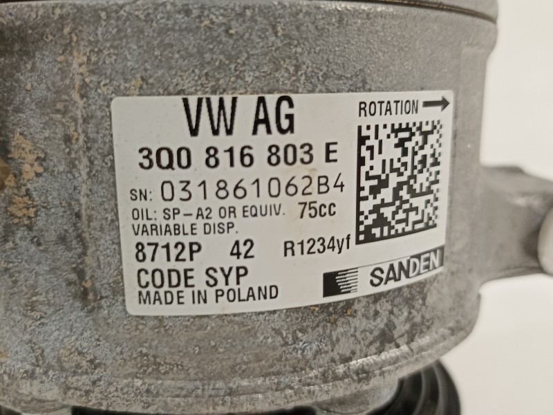 Recambio de compresor aire acondicionado para seat arona xperience referencia OEM IAM 3Q0816803E  