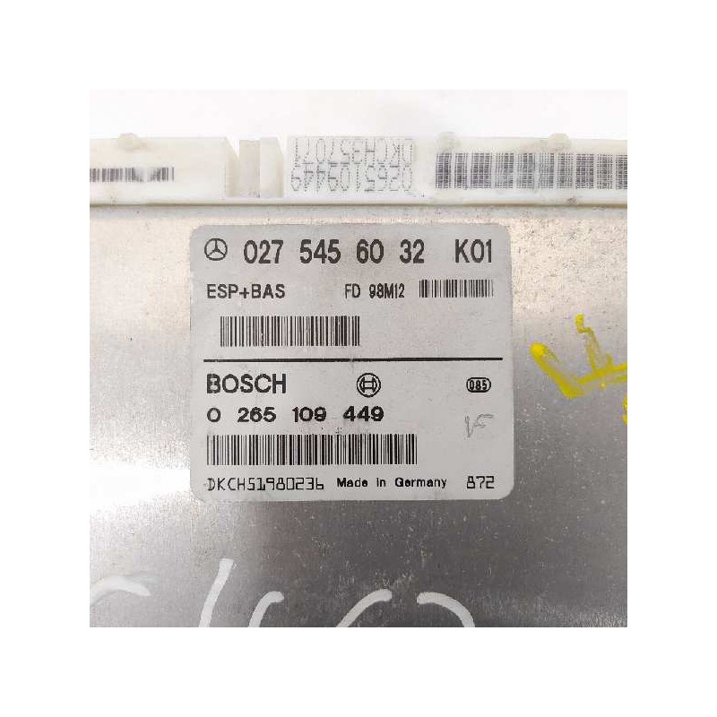 Recambio de centralita abs para mercedes-benz clase a (w168) 170 cdi (168.008) referencia OEM IAM 0275456032 0265109449 