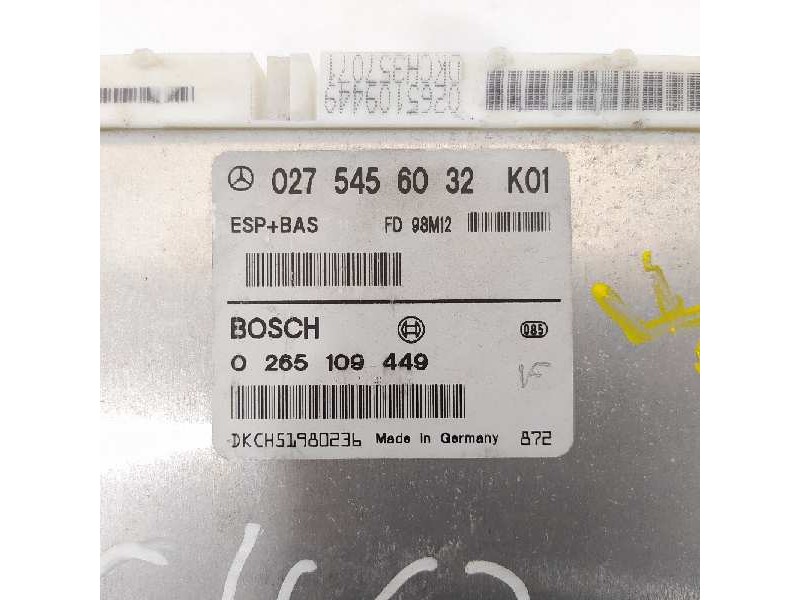 Recambio de centralita abs para mercedes-benz clase a (w168) 170 cdi (168.008) referencia OEM IAM 0275456032 0265109449 