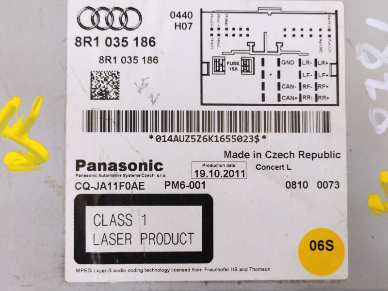 Recambio de sistema audio / radio cd para audi a5 coupe (8t) referencia OEM IAM 8R1035186  
