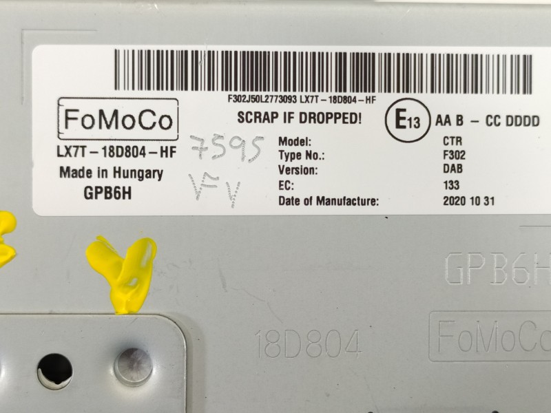 Recambio de sistema audio / radio cd para ford ecosport (cr6) titanium referencia OEM IAM LX7T18D804HF BR31MGE20AE 