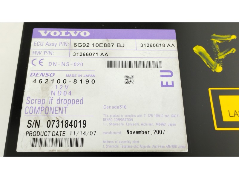 Recambio de sistema navegacion gps para volvo s80 berlina 4.4 v8 cat referencia OEM IAM 6G9210E887BJ 4621008190 31260818