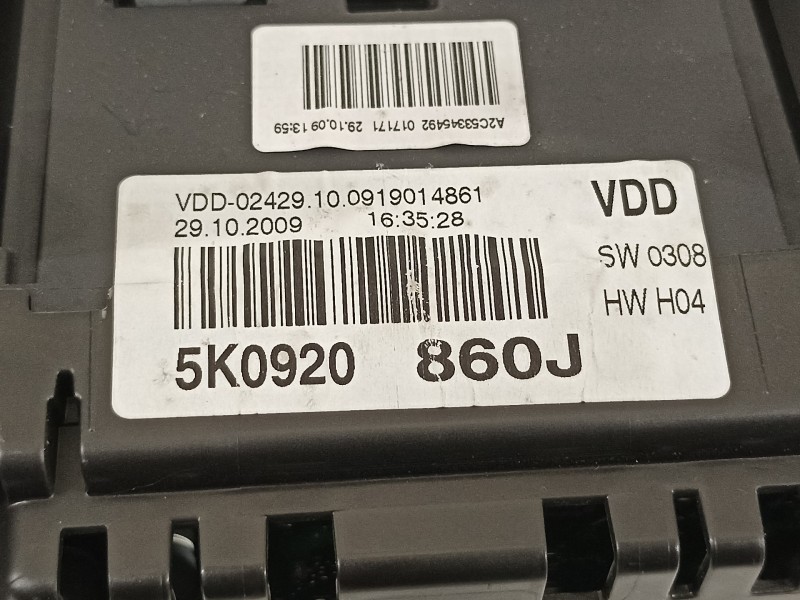 Recambio de cuadro instrumentos para volkswagen golf vi (5k1) advance referencia OEM IAM 5K0920860J  