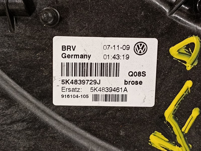 Recambio de elevalunas trasero izquierdo para volkswagen golf vi (5k1) advance referencia OEM IAM 5K4839729J 5K4839461A 5K095970