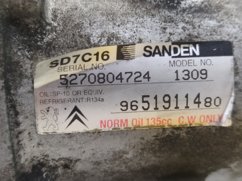 Recambio de compresor aire acondicionado para citroën c4 picasso seduction referencia OEM IAM 9651911480  