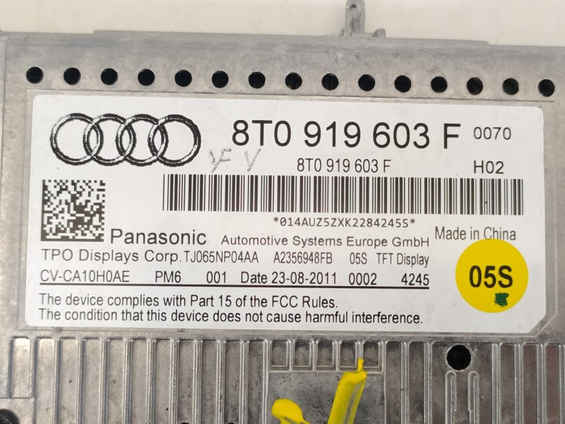 Recambio de pantalla multifuncion para audi a5 coupe (8t) referencia OEM IAM 8T0919603F  
