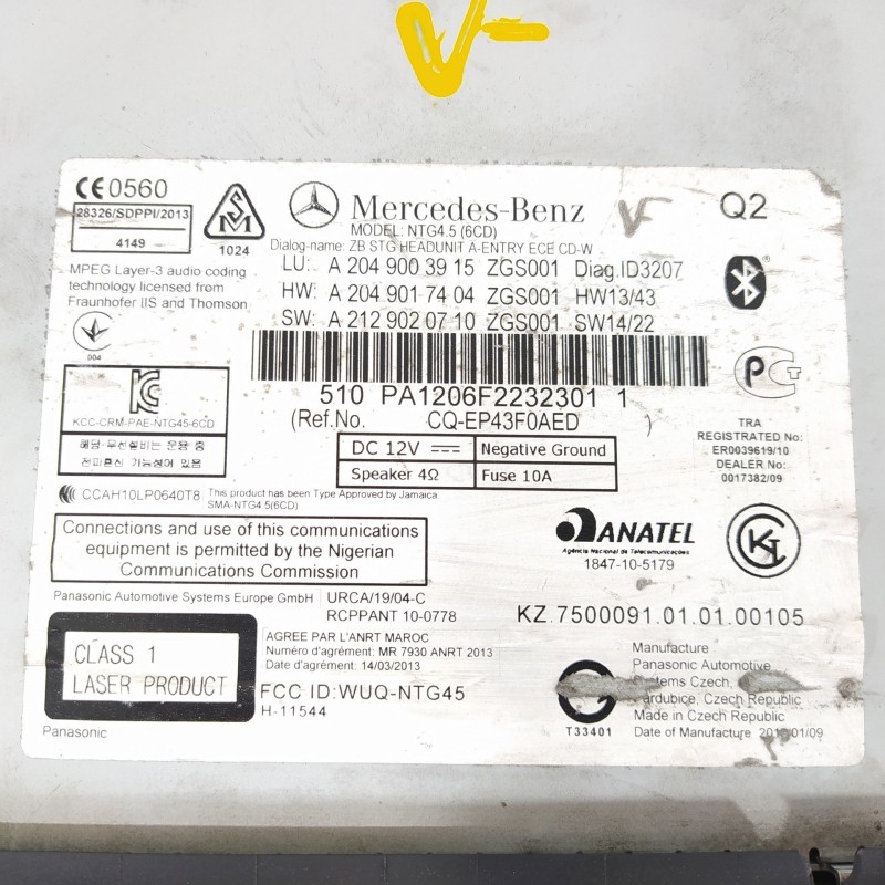 Recambio de sistema navegacion gps para mercedes-benz clase c (w204) coupe c 250 cdi blueefficiency (204.303) referencia OEM IAM