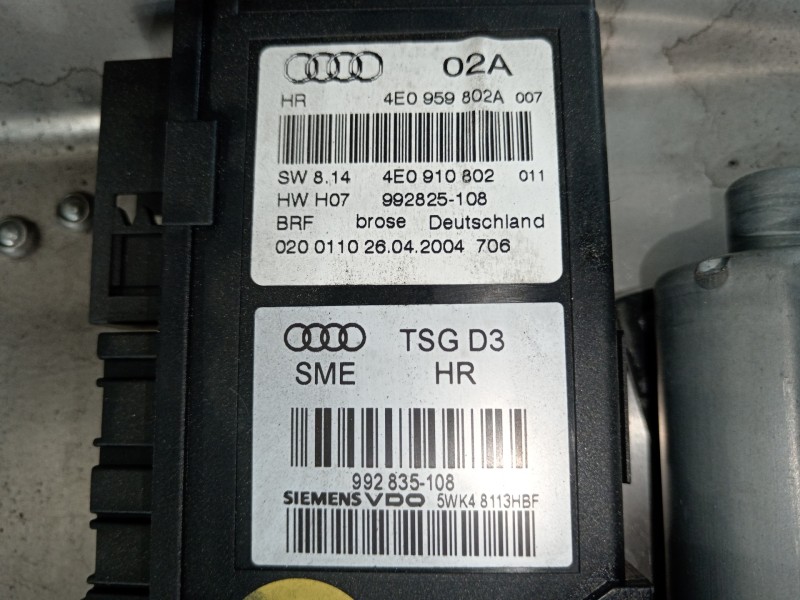 Recambio de elevalunas trasero derecho para audi a8 (4e2) 3.0 tdi quattro referencia OEM IAM 4E0839850 4E0910802 