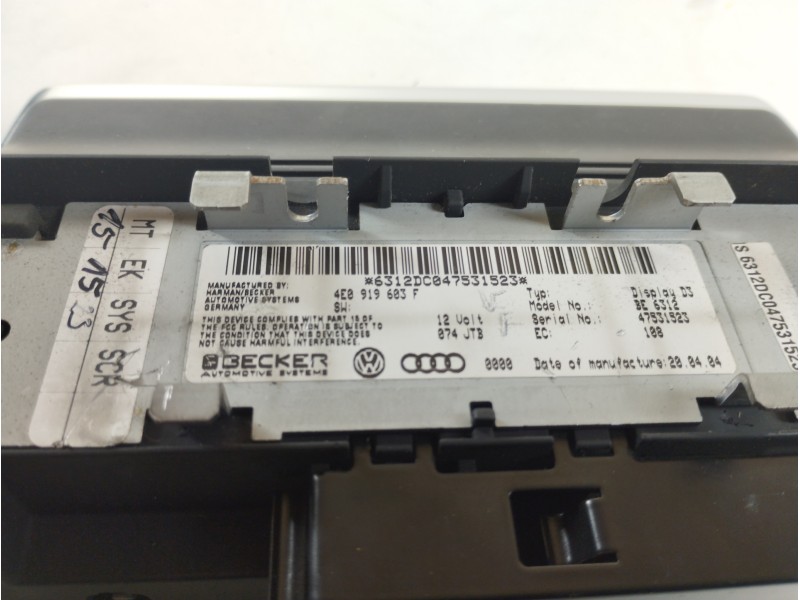 Recambio de pantalla multifuncion para audi a8 (4e2) 3.0 tdi quattro referencia OEM IAM 4E0919603F  