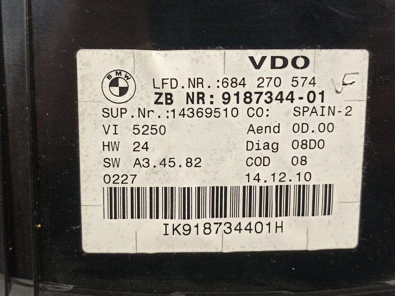Recambio de cuadro instrumentos para bmw serie 3 berlina (e90) 318d referencia OEM IAM 9187344  