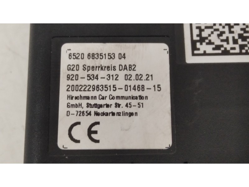 Recambio de modulo electronico para bmw serie 3 berlina (g20) 318d referencia OEM IAM 65206835153 920534312 200222963515