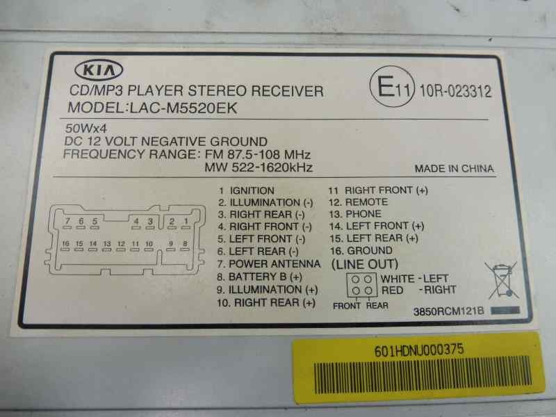 Recambio de sistema audio / radio cd para kia carnival ii 2.9 cdri ex referencia OEM IAM LACM5520EK  