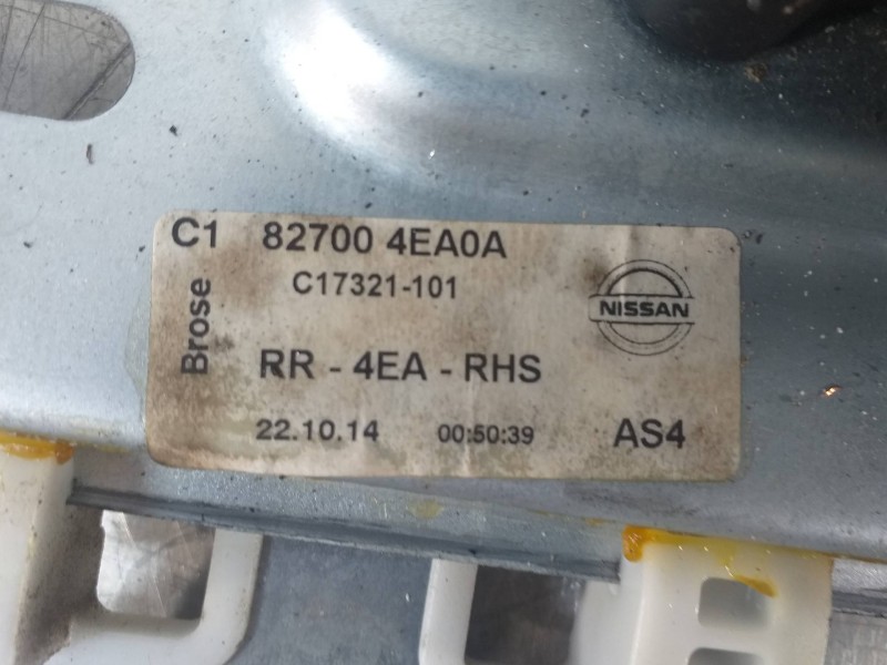 Recambio de elevalunas trasero derecho para nissan qashqai (j11) 360 referencia OEM IAM 827004EA0A  