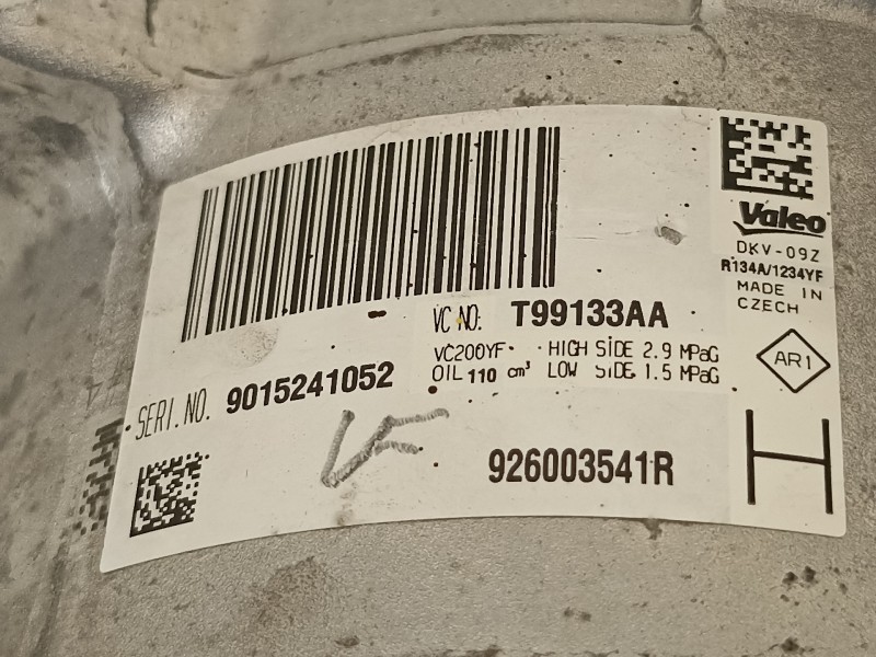 Recambio de compresor aire acondicionado para dacia duster ii sl 2019 referencia OEM IAM 926003541R  