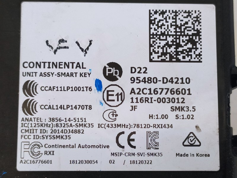 Recambio de modulo electronico para kia optima optima (2015 -2020) referencia OEM IAM 95480D4210 A2C16776601 