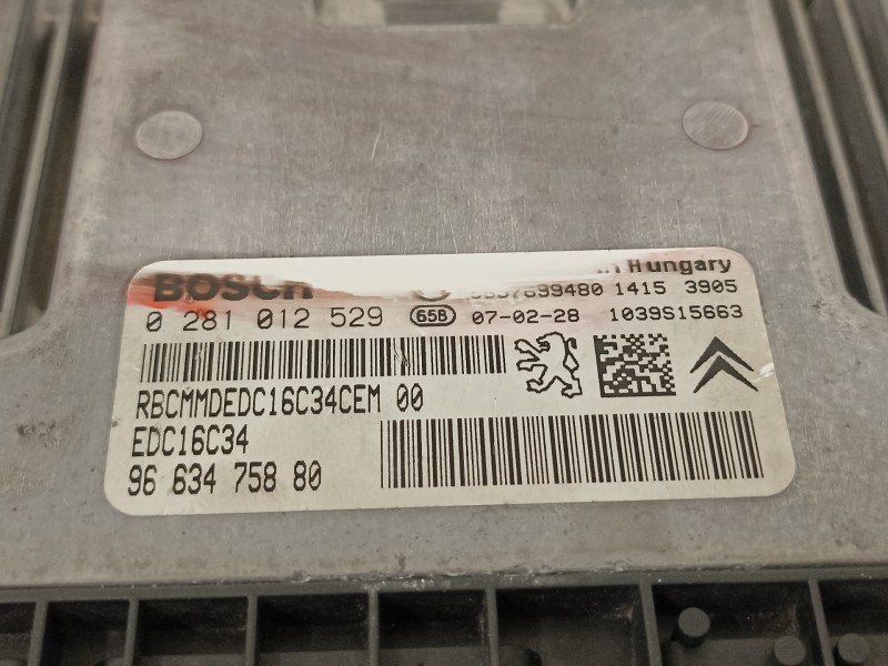 Recambio de centralita motor uce para peugeot 207 confort referencia OEM IAM 9663475880 0281012529 