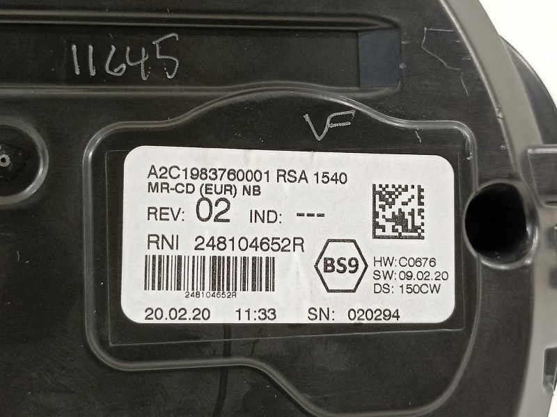 Recambio de cuadro instrumentos para renault talisman business referencia OEM IAM 248104652R  